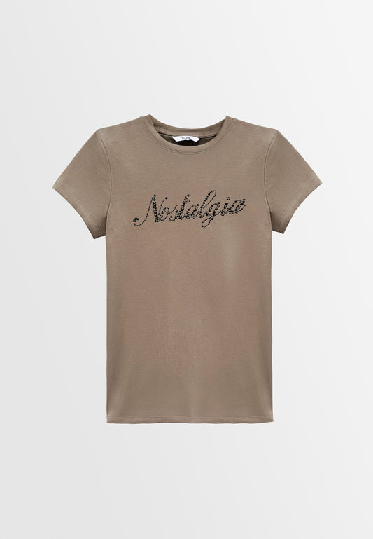 Women Short-Sleeve Graphic Tee - Brown - H2W474