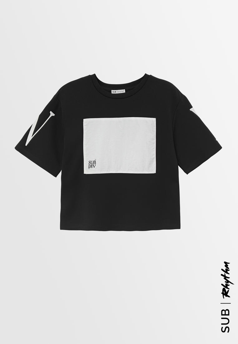 Women Short-Sleeve Fashion Tee - Black - H2W539