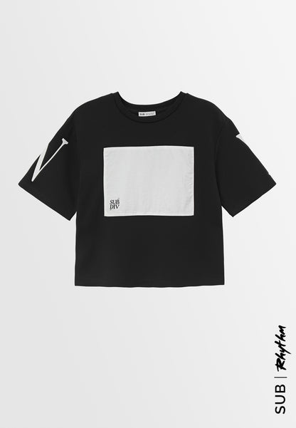 Women Short-Sleeve Fashion Tee - Black - H2W539