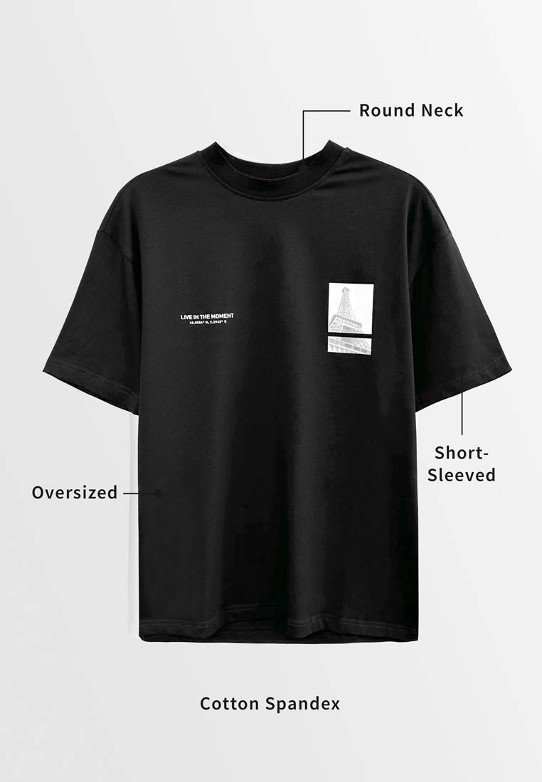 Men Short-Sleeve Fashion Tee - Black - H2M761