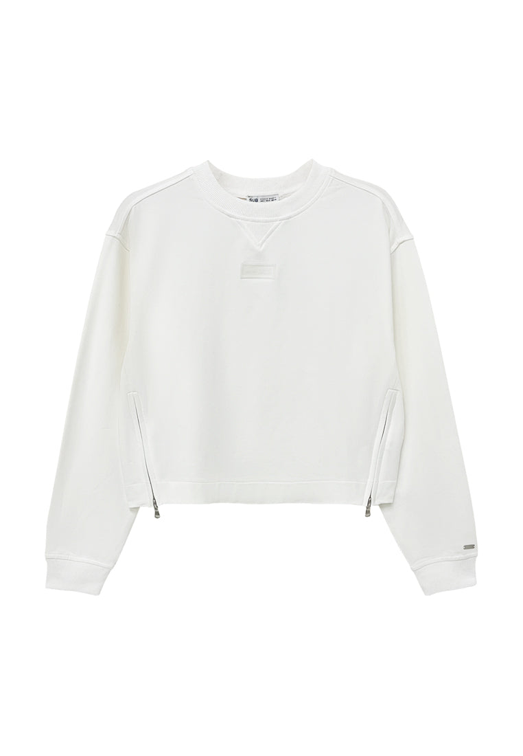 Women Long-Sleeve Sweatshirt - White - H2W666
