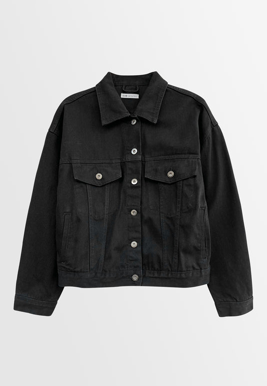 Women Denim Jacket - Black - H2W723