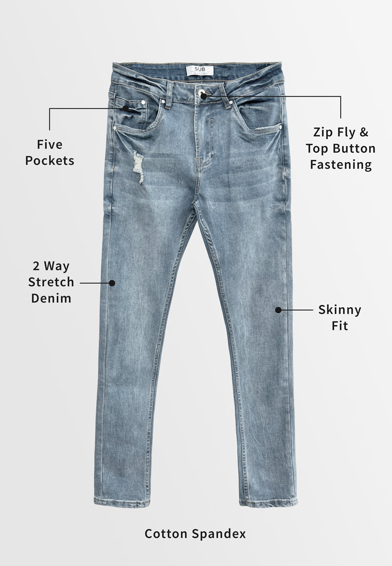 Men Skinny Fit Long Jeans - Light Blue - H2M411
