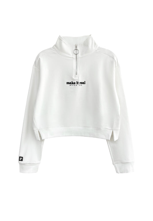 Women Turtleneck Long-Sleeve Sweatshirt - White - H2W528