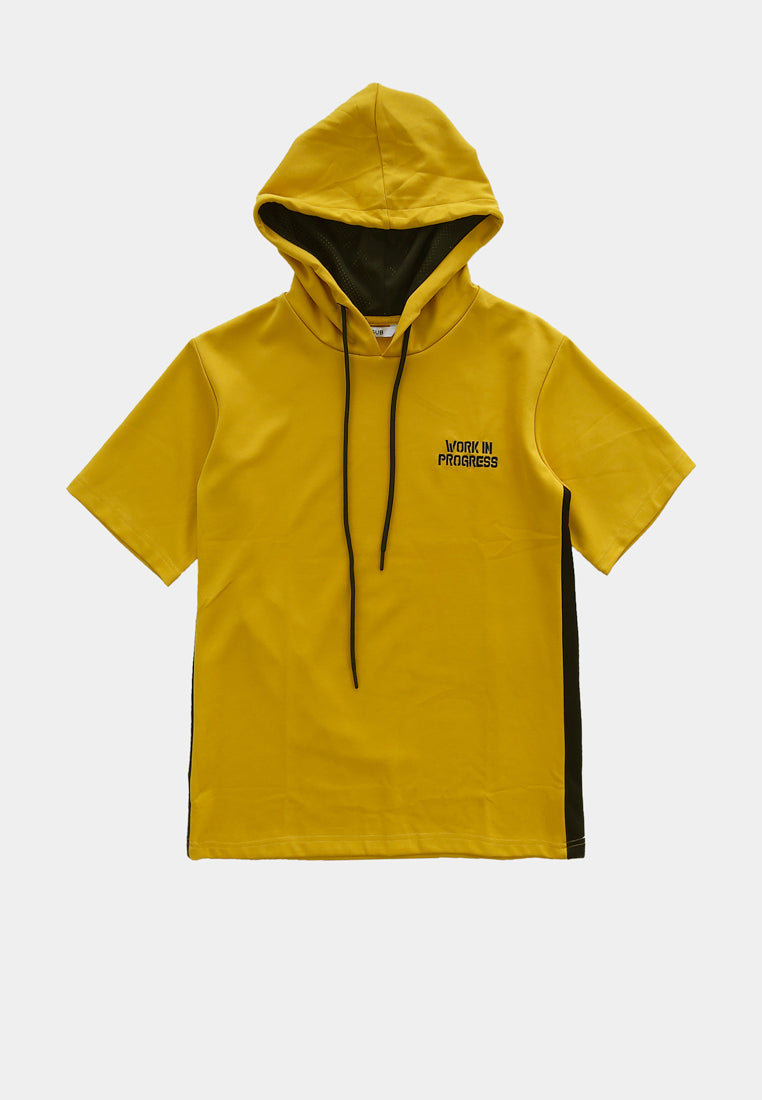Men Short-Sleeve Sweatshirt Hoodie - Yellow - H1M088