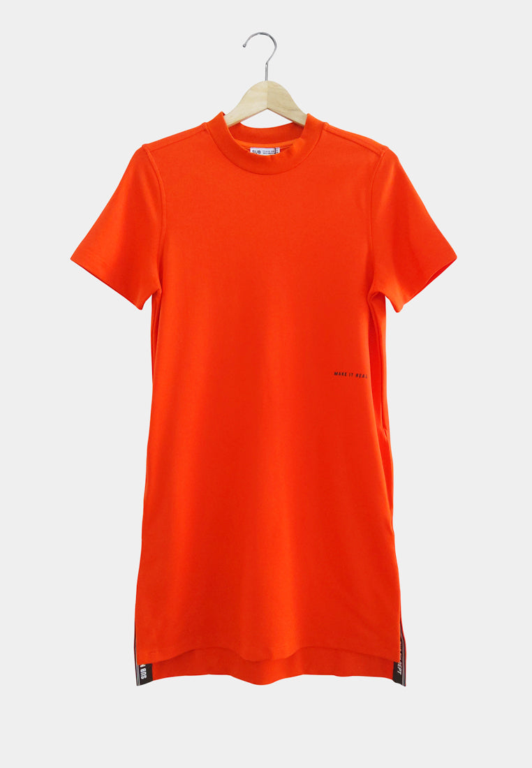 Women T-Shirt Dress - Orange - S2W290