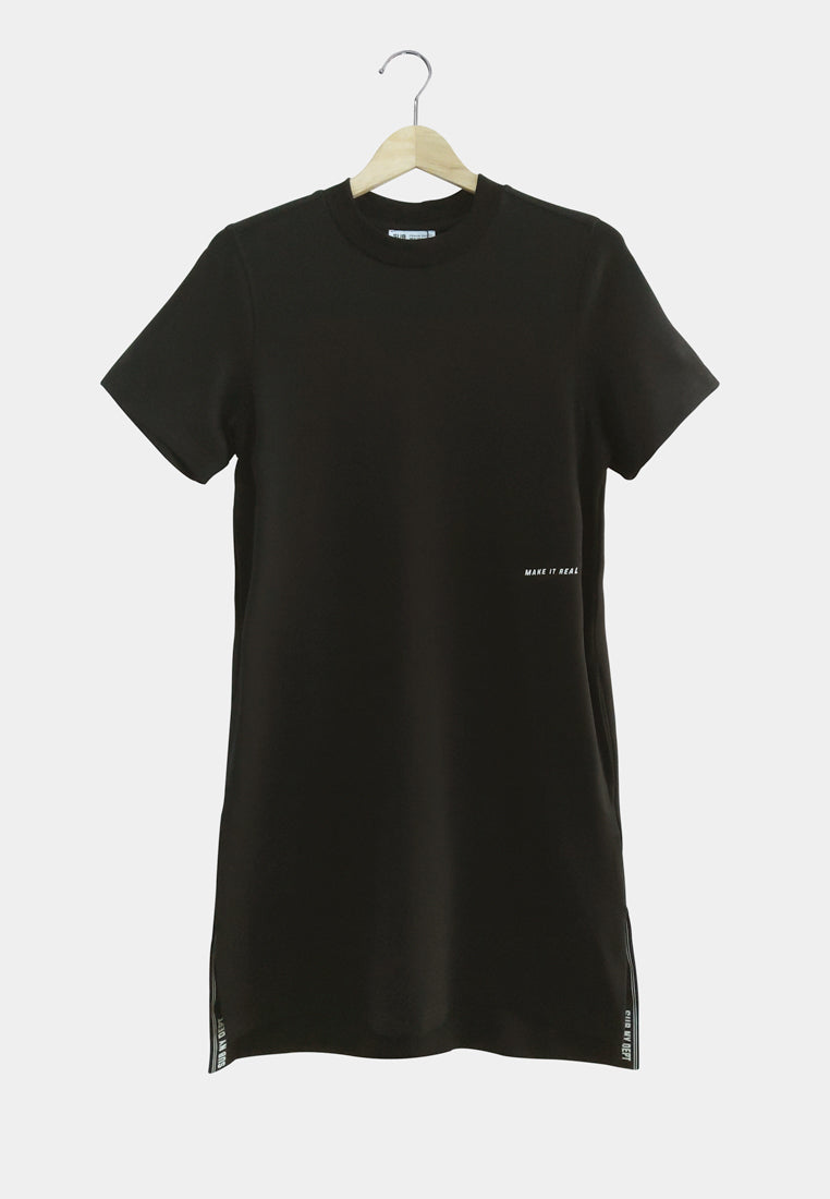 Women T-Shirt Dress - Black - S2W288