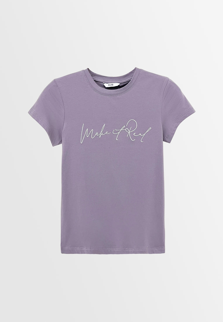 Women Short-Sleeve Graphic Tee - Purple - S3W619