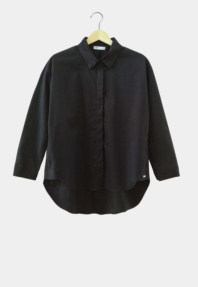 Women Long-Sleeve Shirt - Black - M2W334