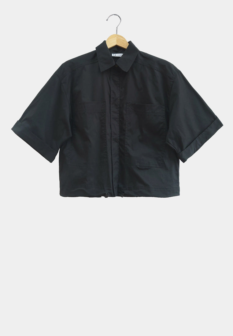 Women Short Sleeve Shirt - Black - H1W268-1