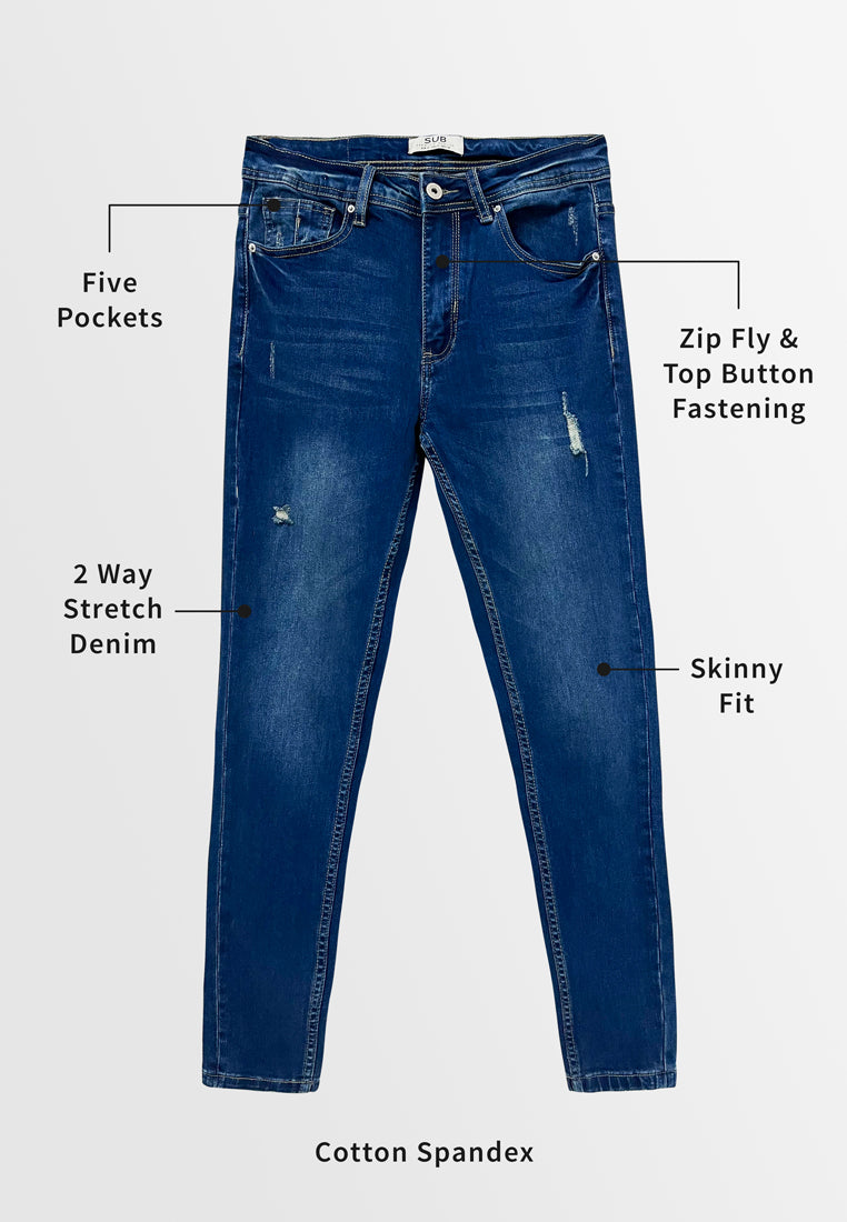 Men Skinny Fit Long Jeans - Dark Blue - S3M561