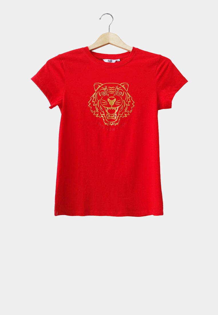 Women Short-Sleeve Graphic Tee - Red - H1W192