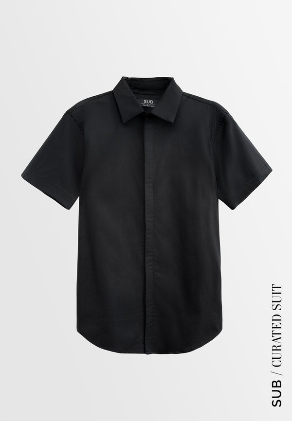 Men Slim Fit Short-Sleeve Shirt - Black - H2M690