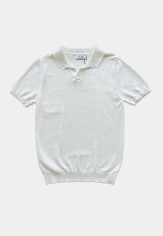 Men Short-Sleeve Knit Polo Tee - White - H1M225