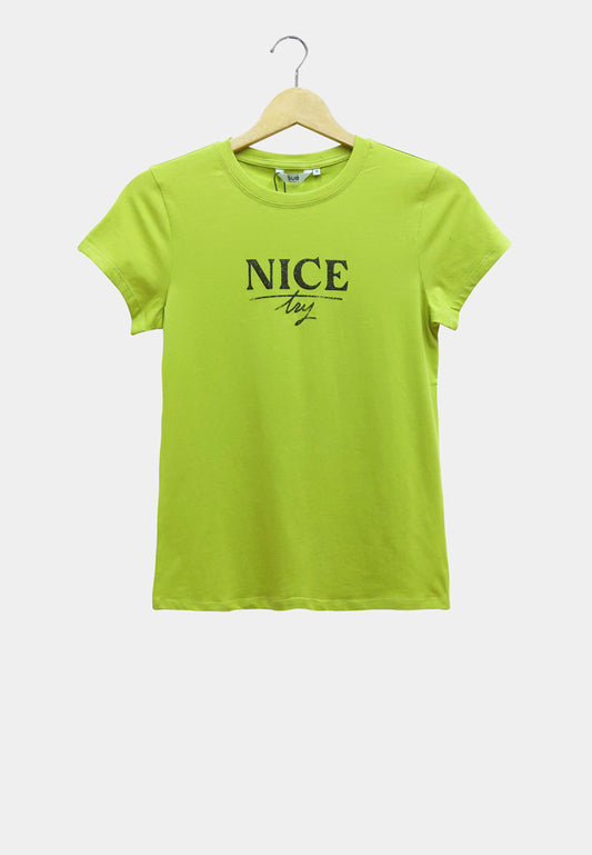 Women Short-Sleeve Graphic Tee - Light Green - S2W300
