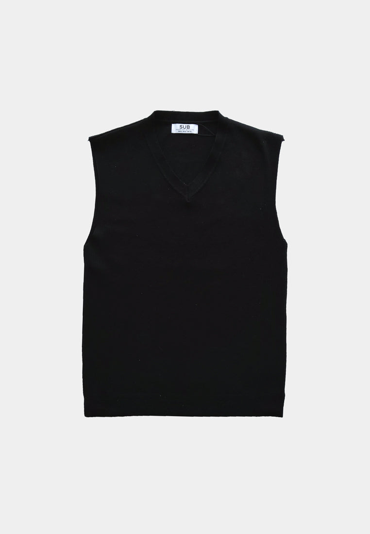 Men V-Neck Sweater Vest - Black - H1M223