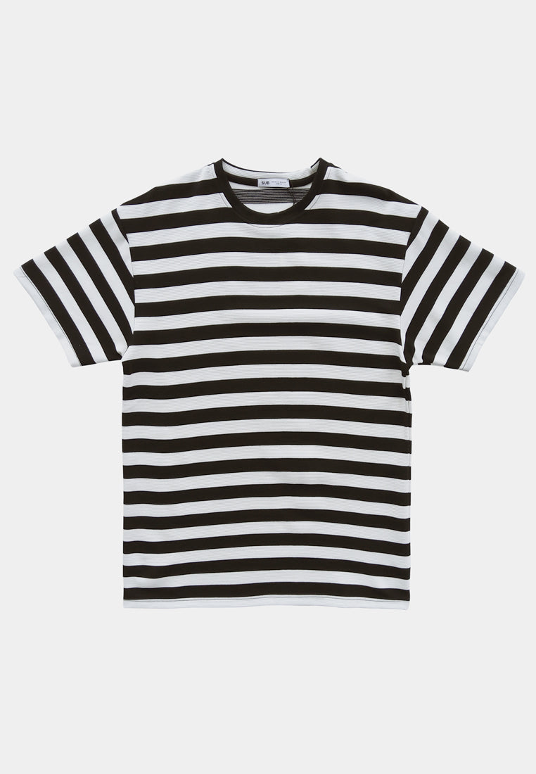 Men Short-Sleeve Striped Fashion Tee - Black - F2M266