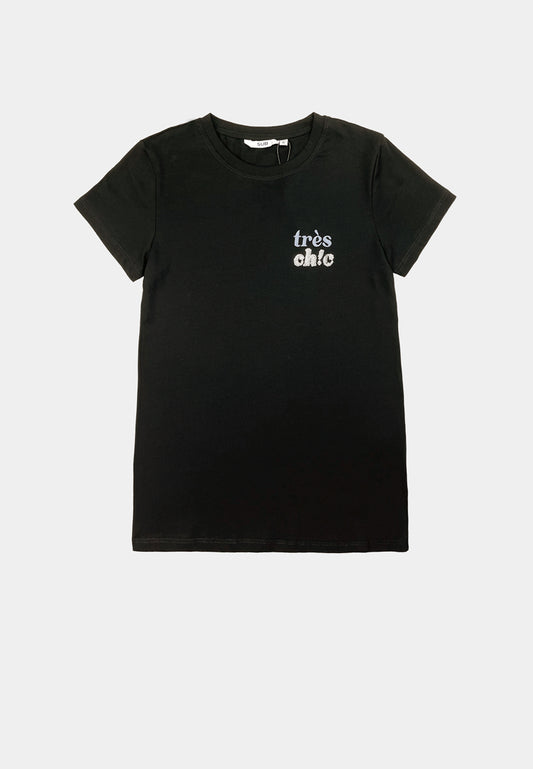 Women Short-Sleeve Graphic Tee - Black - F2W413