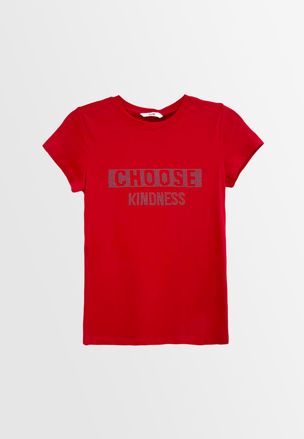 Women Short-Sleeve Graphic Tee - Red - H2W520