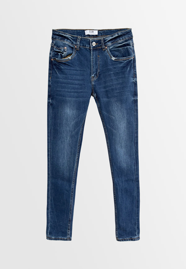 Men Skinny Fit Long Jeans - Dark Blue - H2M410