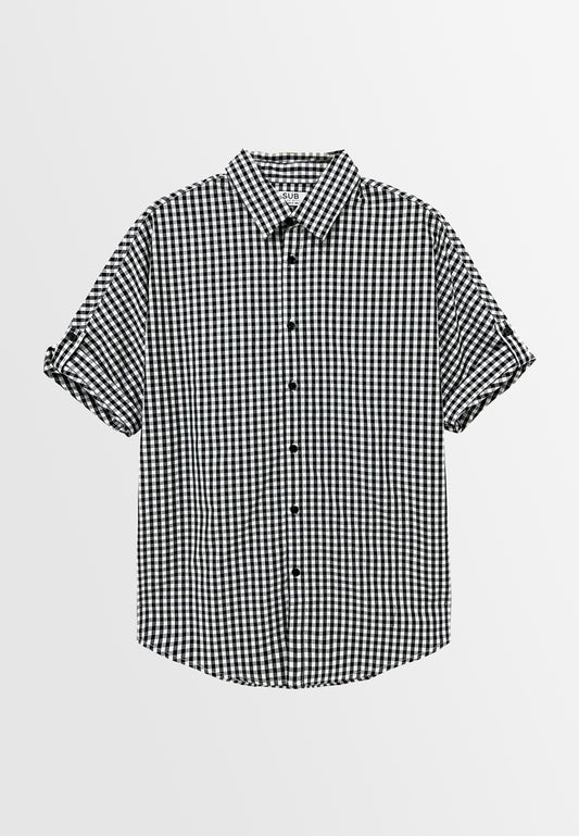 Men Short-Sleeve Oversized Shirt - Black - S3M563