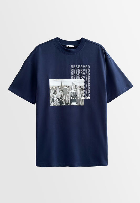 Men Short-Sleeve Fashion Tee - Navy - S3M545