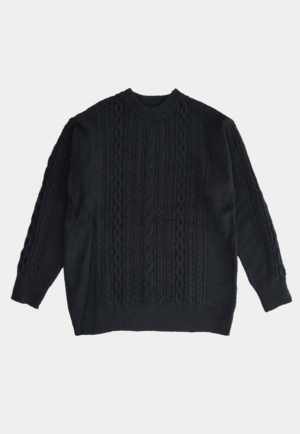 Men Long-Sleeve Knit Wear - Black - H1M168