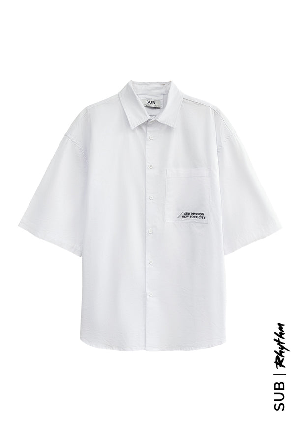 Men Oversized Short-Sleeve Shirt - White - H2M495