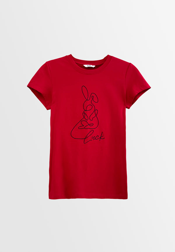 Women Short-Sleeve Graphic Tee - Red - H2W518