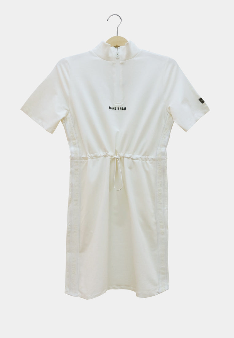 Women T-Shirt Dress - White - H1W231