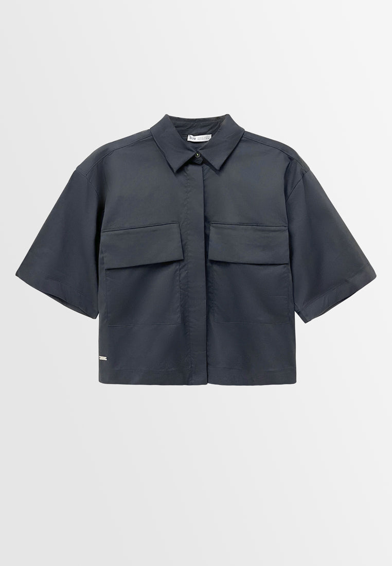 Women Short-Sleeve Shirt - Black - S3W603