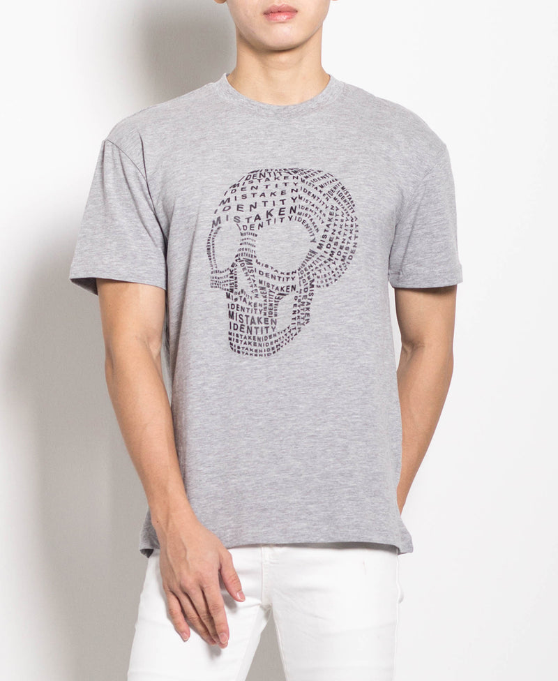 Men Oversized Skull Head Fashion Tee - Grey - H0M541
