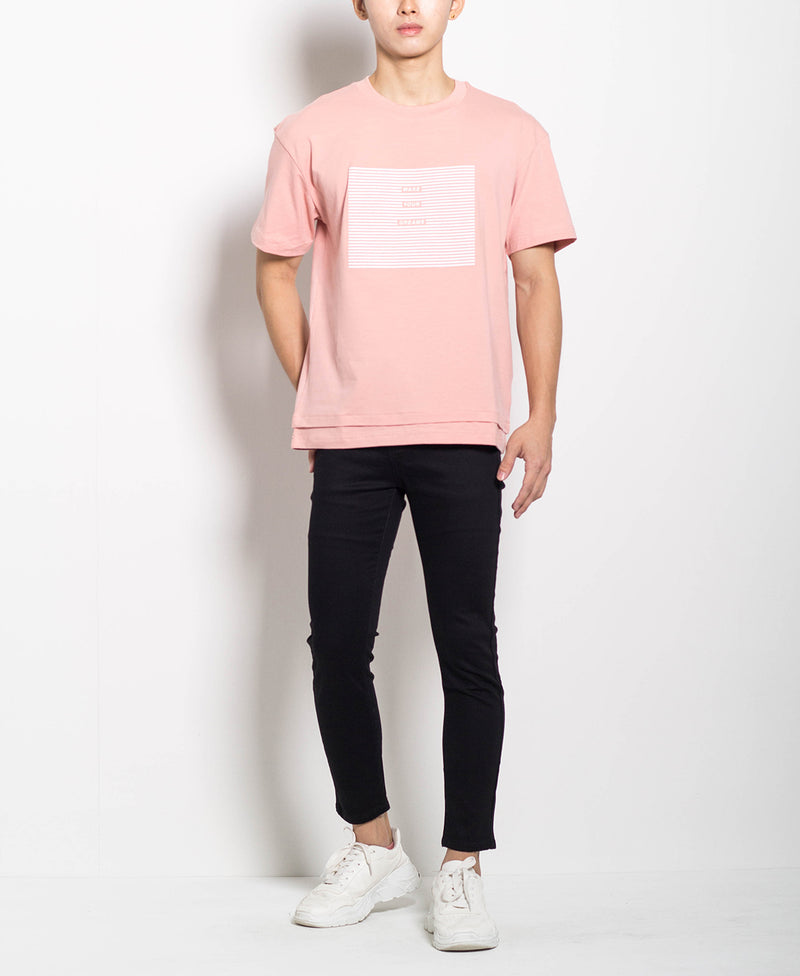 Men Oversized Fashion Tee - Pink - H0M555