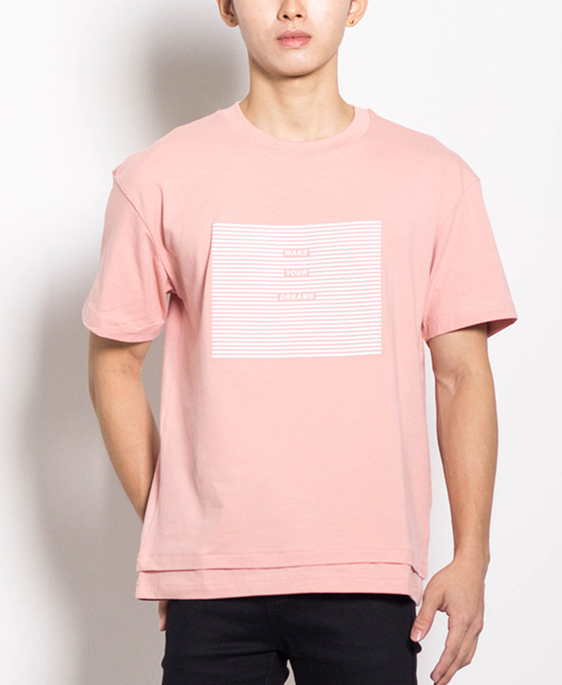 Men Oversized Fashion Tee - Pink - H0M555