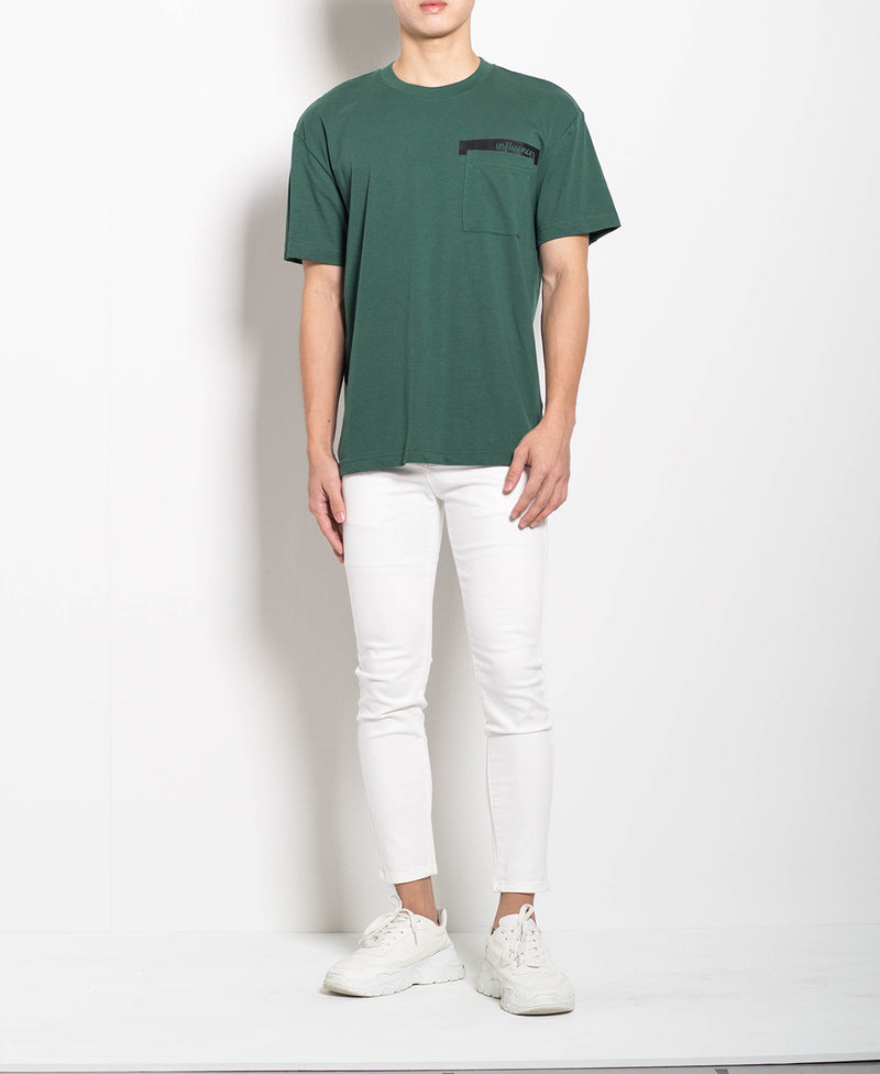 Men Oversized Fashion Tee With Pocket - Green - H0M558