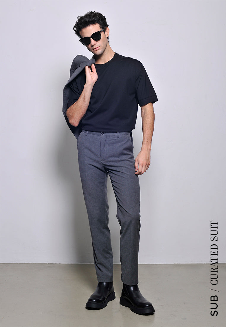 Men Slim Fit Suit Trousers - Dark Grey - H2M695