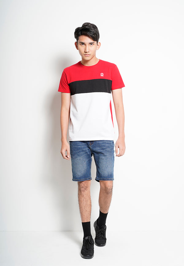 Men Color Block Short-Sleeve T-Shirt - Red - H0M719