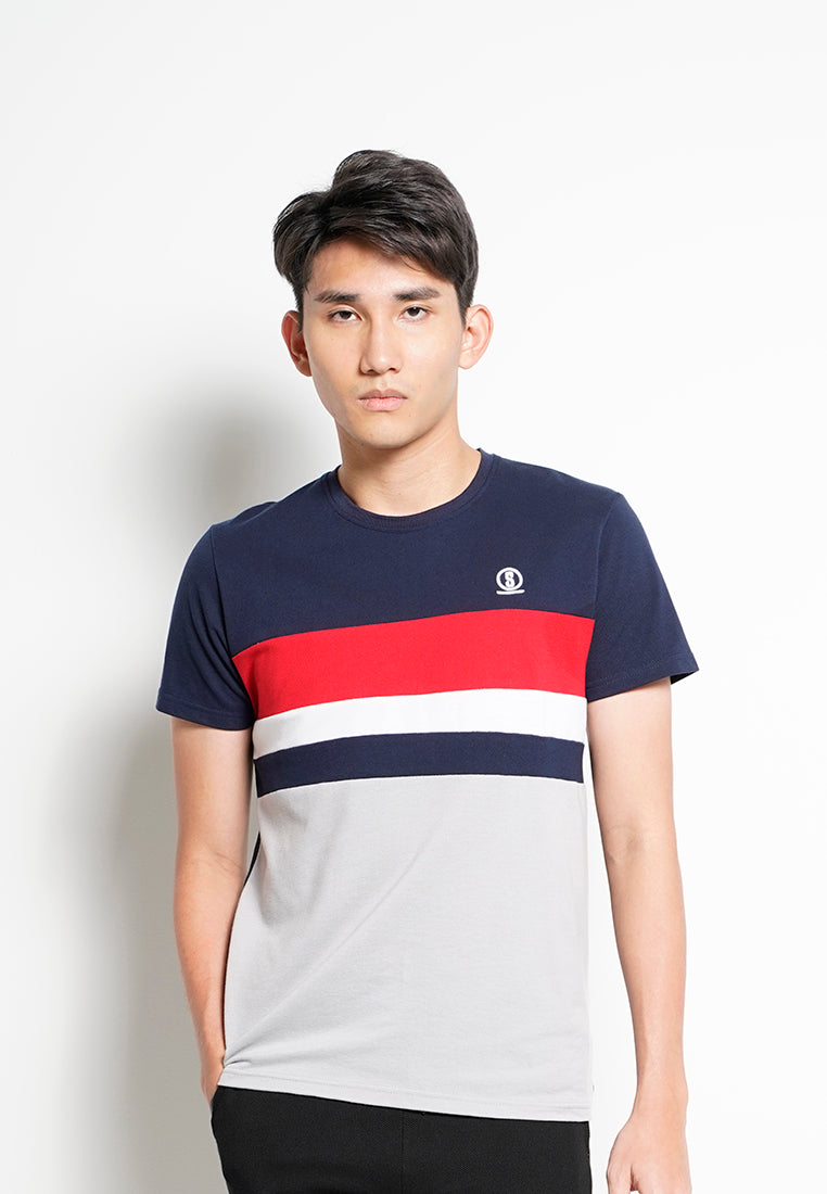 Men Color Block Short-Sleeve T-Shirt - Navy - H0M721