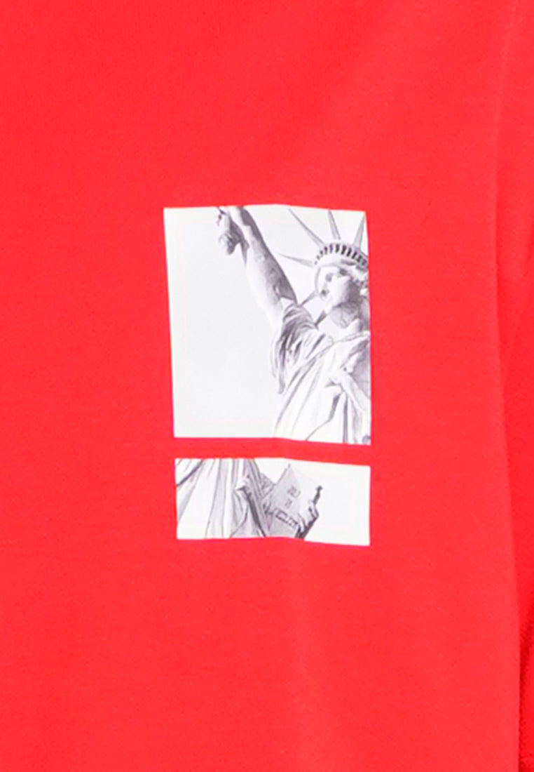 Men Oversized Short-Sleeve Graphic Tee - Red - H0M731