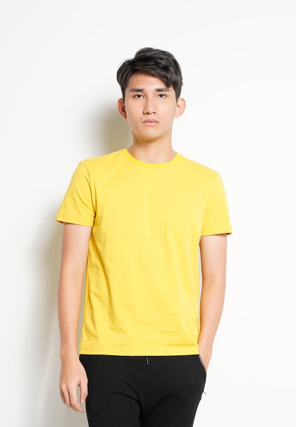 Men Short-Sleeve Basic Round Tee - Yellow - H0M748