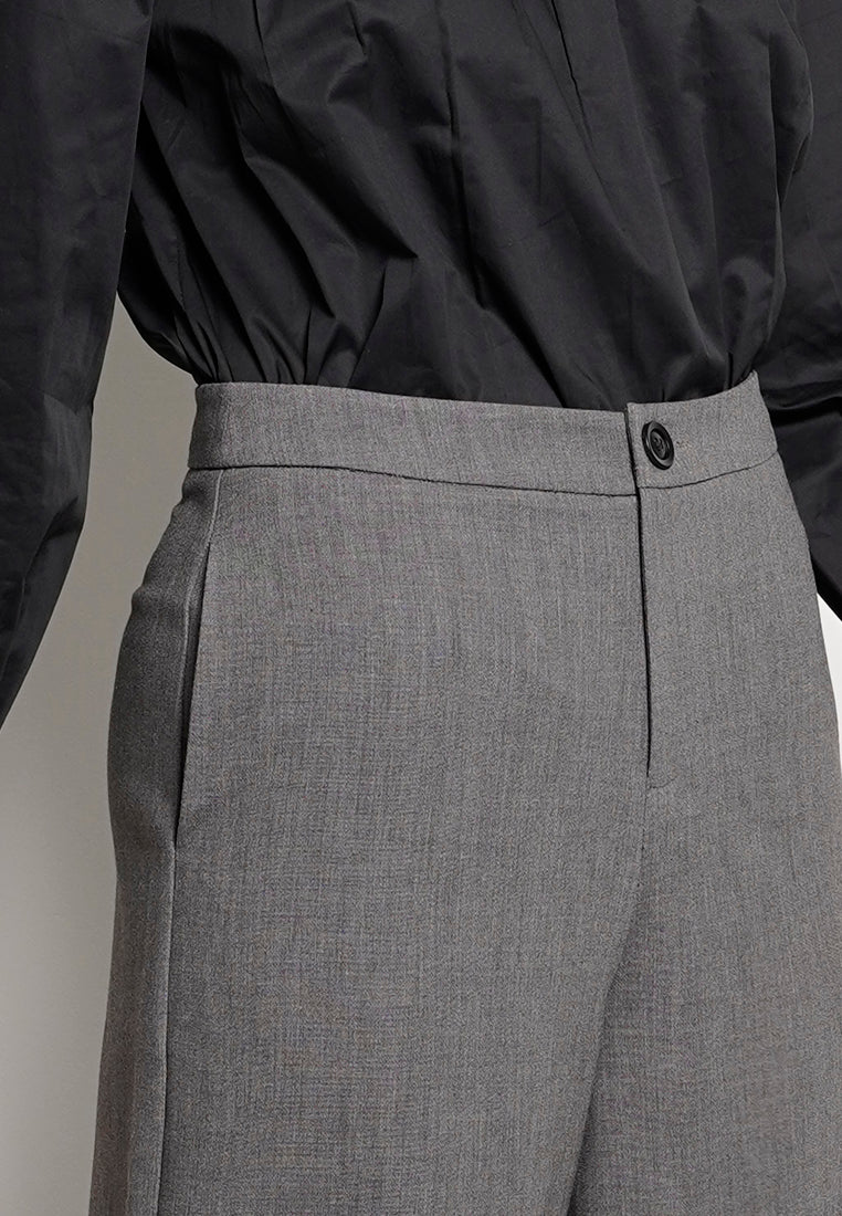 Women Wide Leg Long Pant - Dark Grey - H0W755