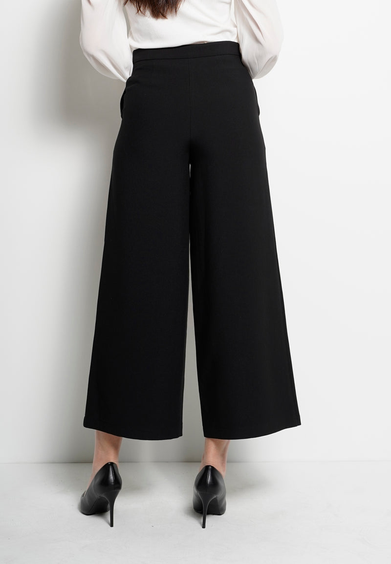 Women Wide Leg Long Pant - Black - H0W756