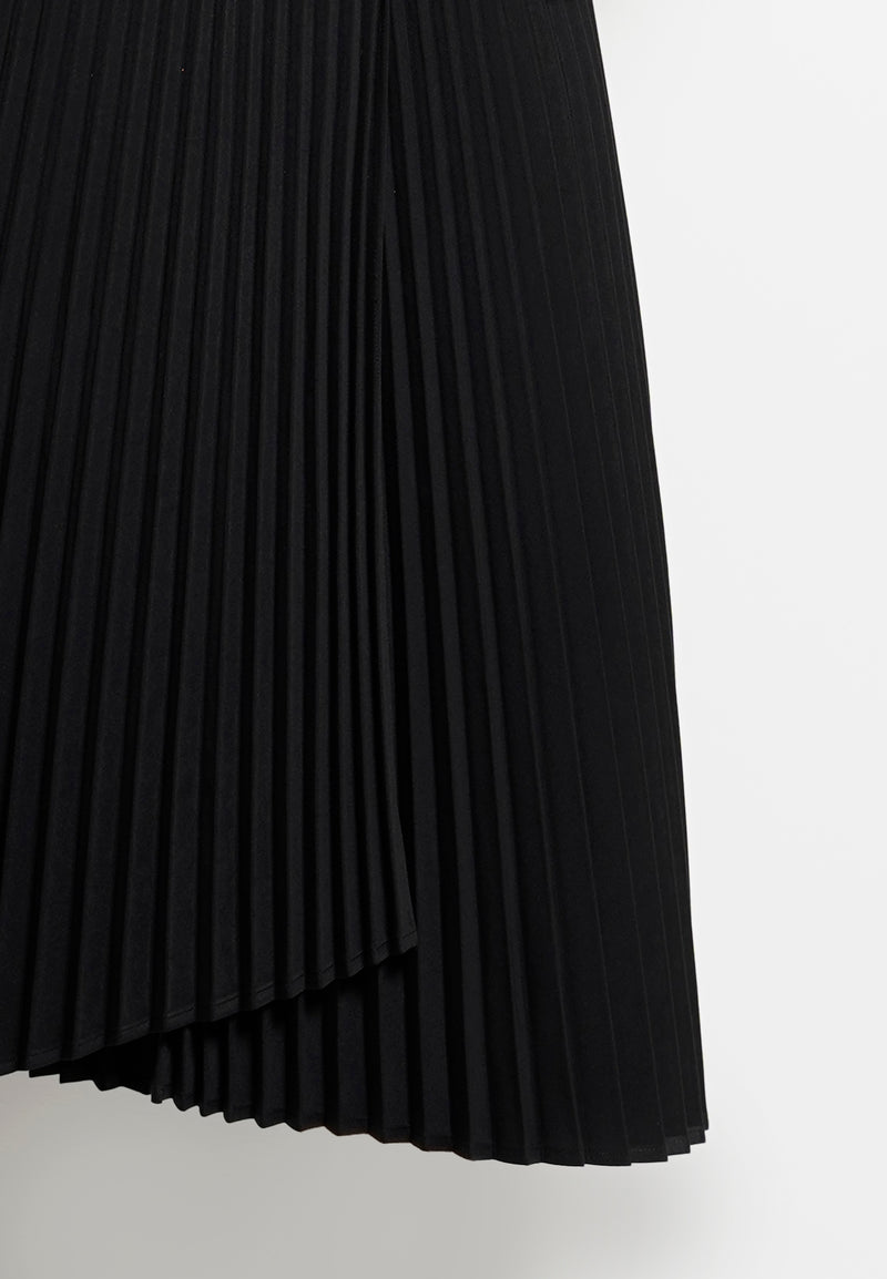 Women Pleated Long Skirt  - Black - H0W754