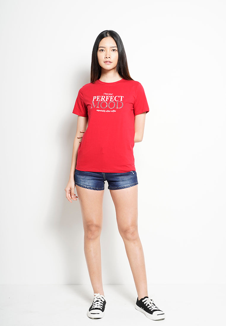 Women Short-Sleeve Graphic Tee - Red - H0W794