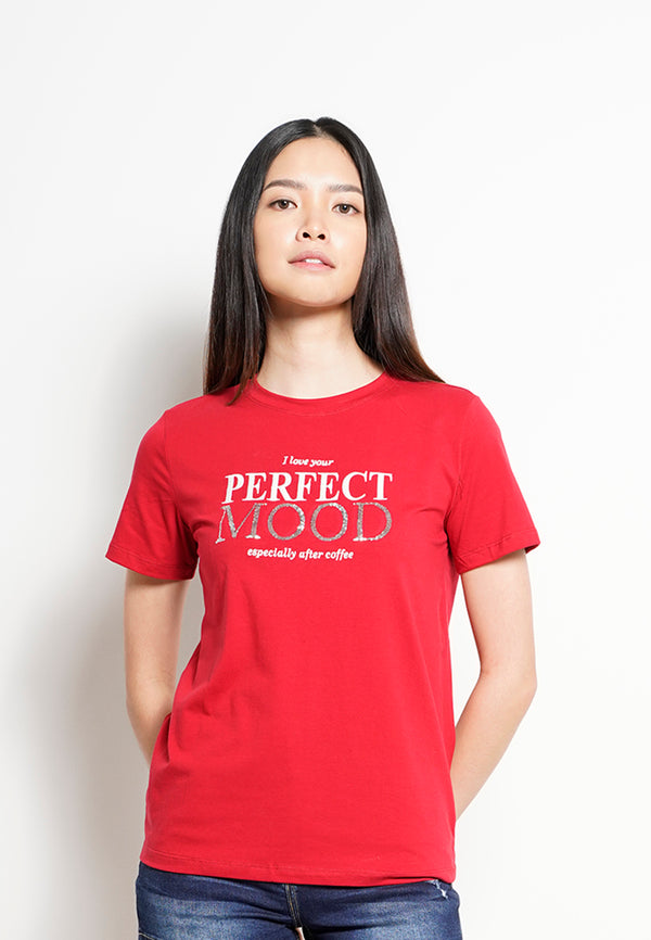 Women Short-Sleeve Graphic Tee - Red - H0W794