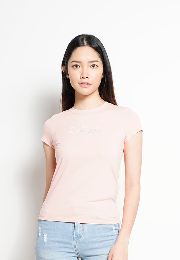 Women Short-Sleeve Graphic Tee - Pink - H0W909