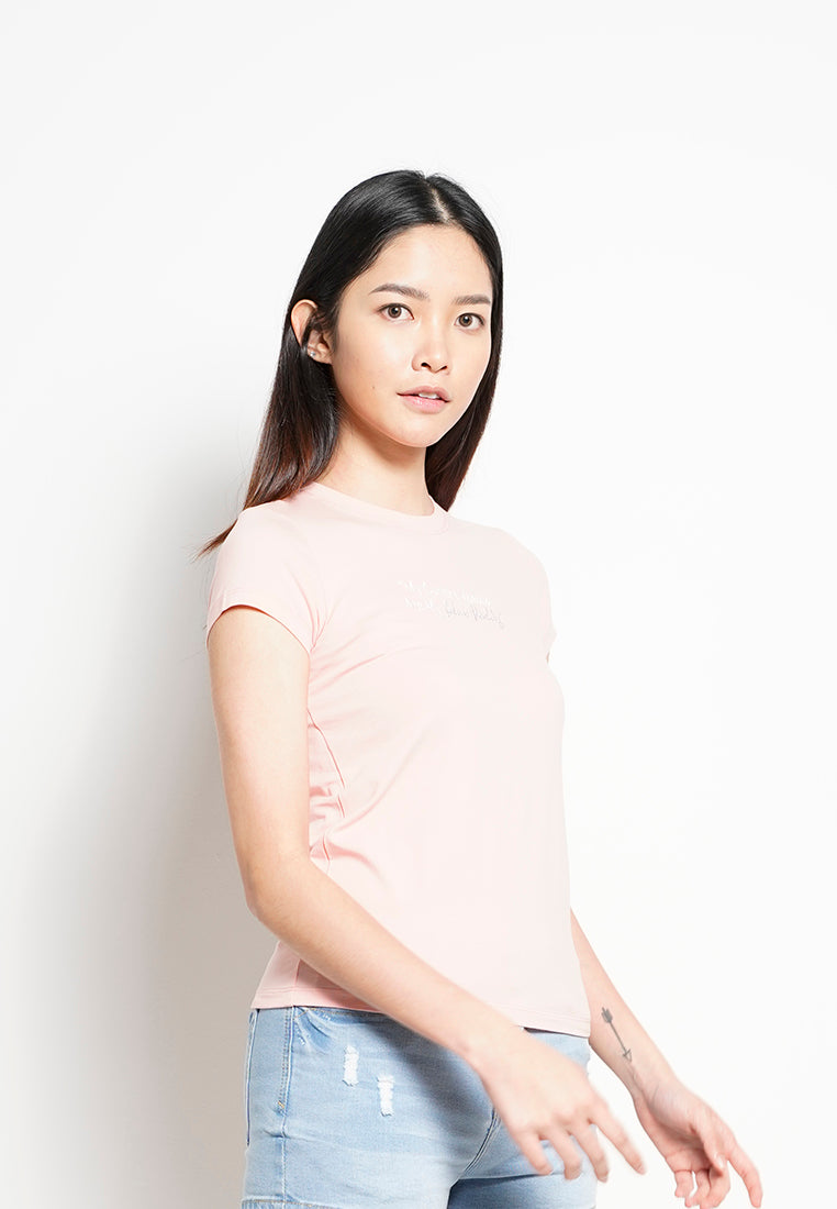 Women Short-Sleeve Graphic Tee - Pink - H0W909