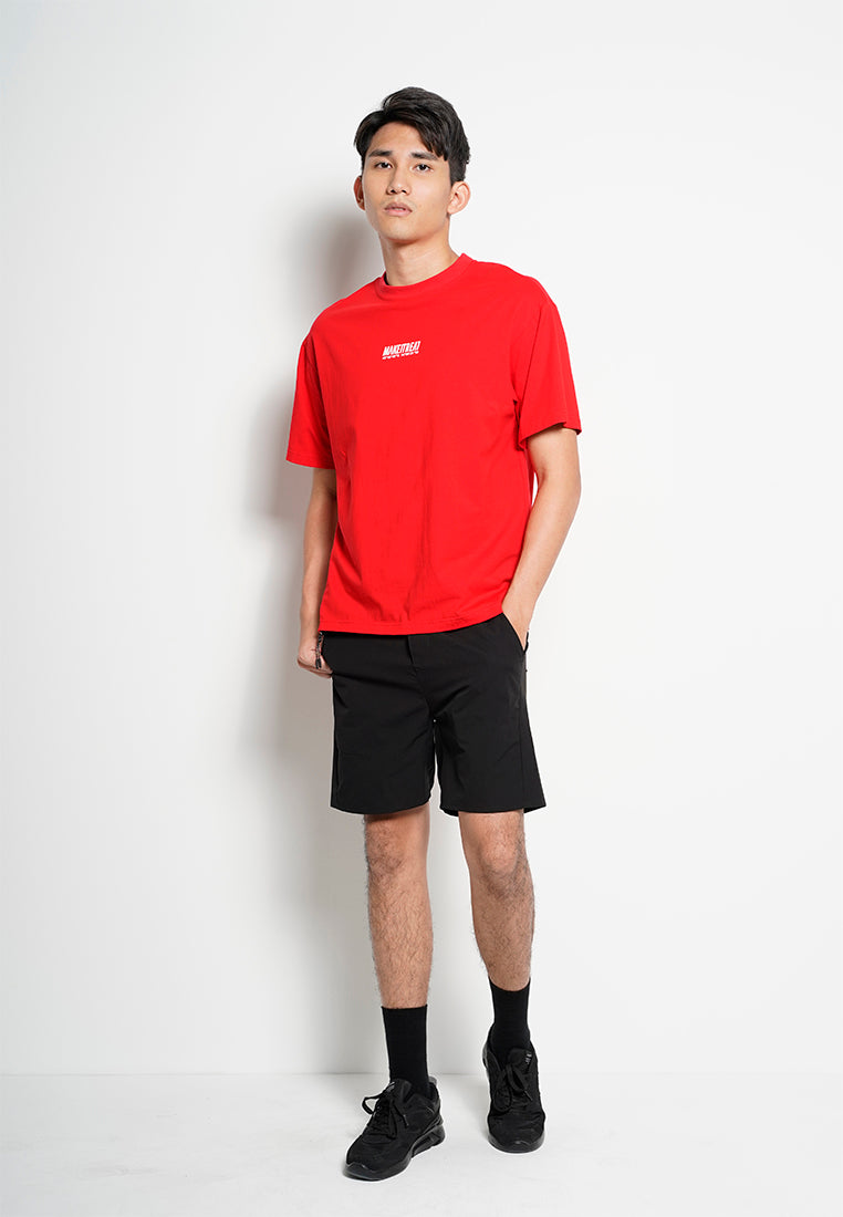 Men Oversized Short-Sleeve Fashion Round Tee - Red - H0M723