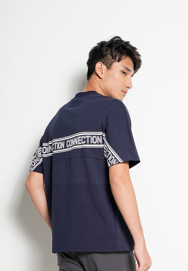Men Oversized Short-Sleeve Embroidery Fashion Tee - Navy - H0M737