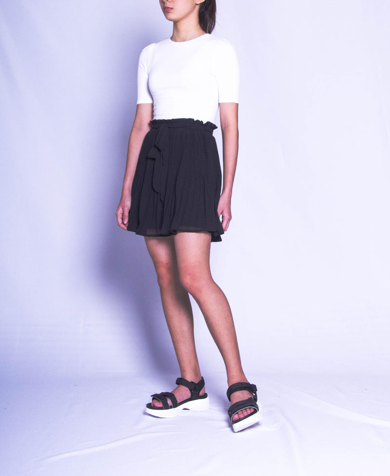 Women Pleated Skirt - Black - H9W406